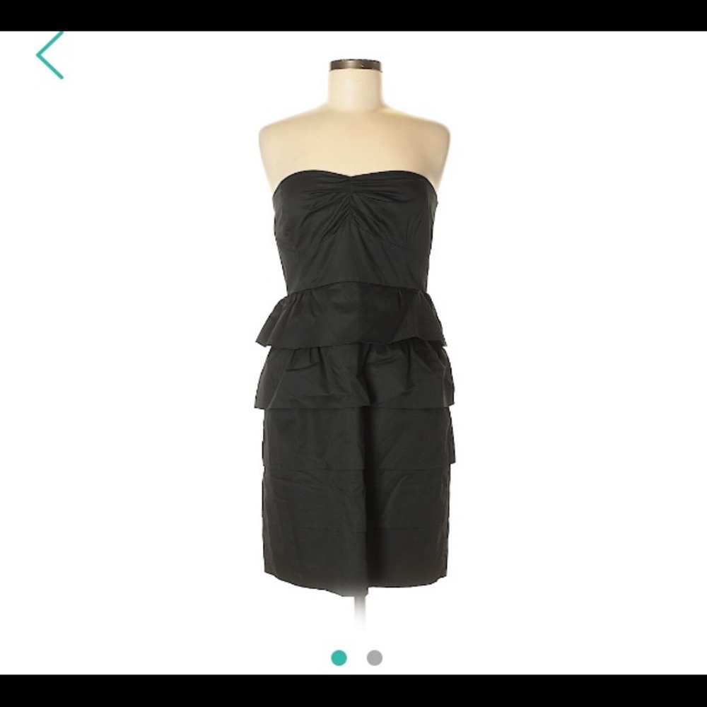 JCrew black strapless dress peplum silhouette